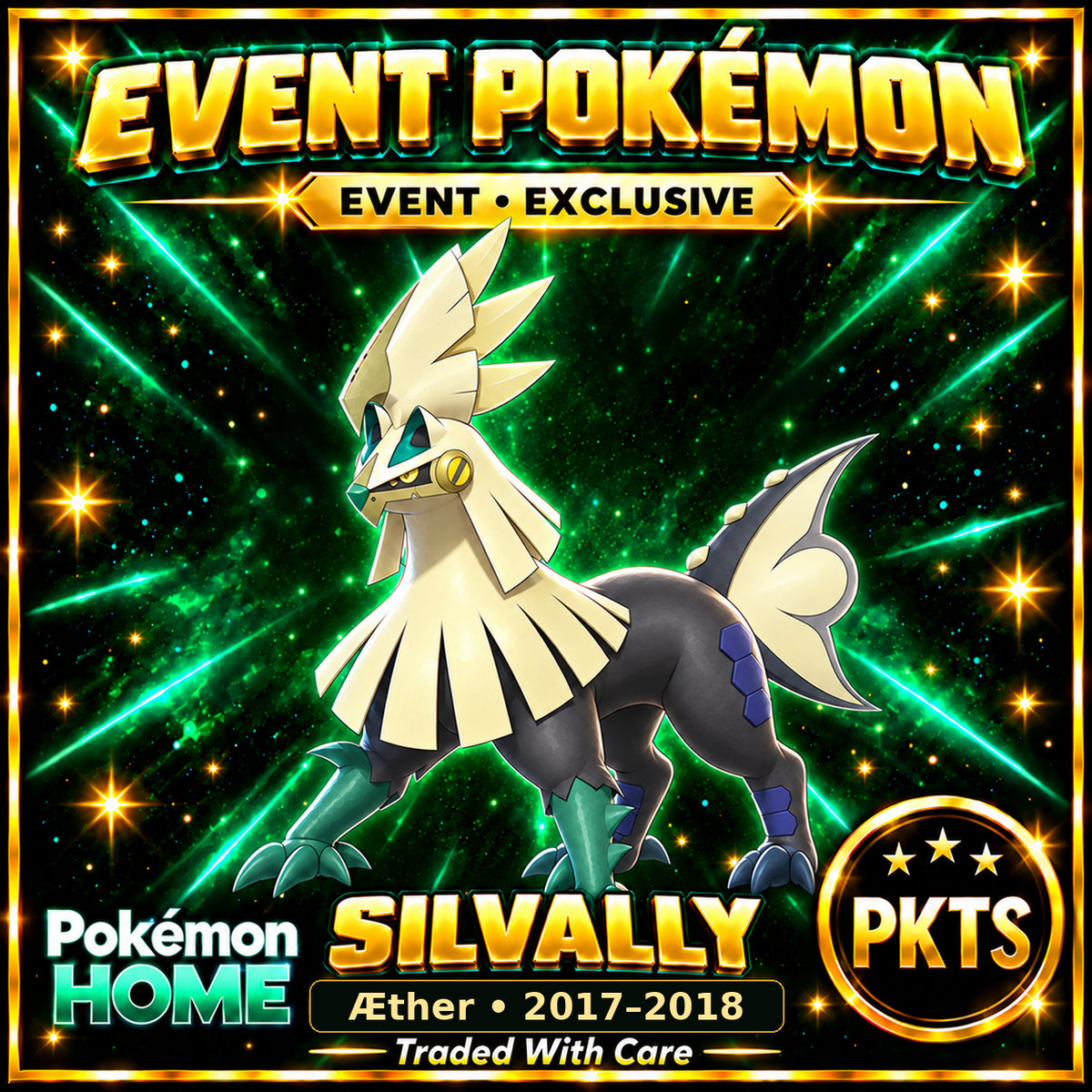AI-generated illustration of shiny Silvally — Æther • 2017–2018. PKTS EVENT • EXCLUSIVE.