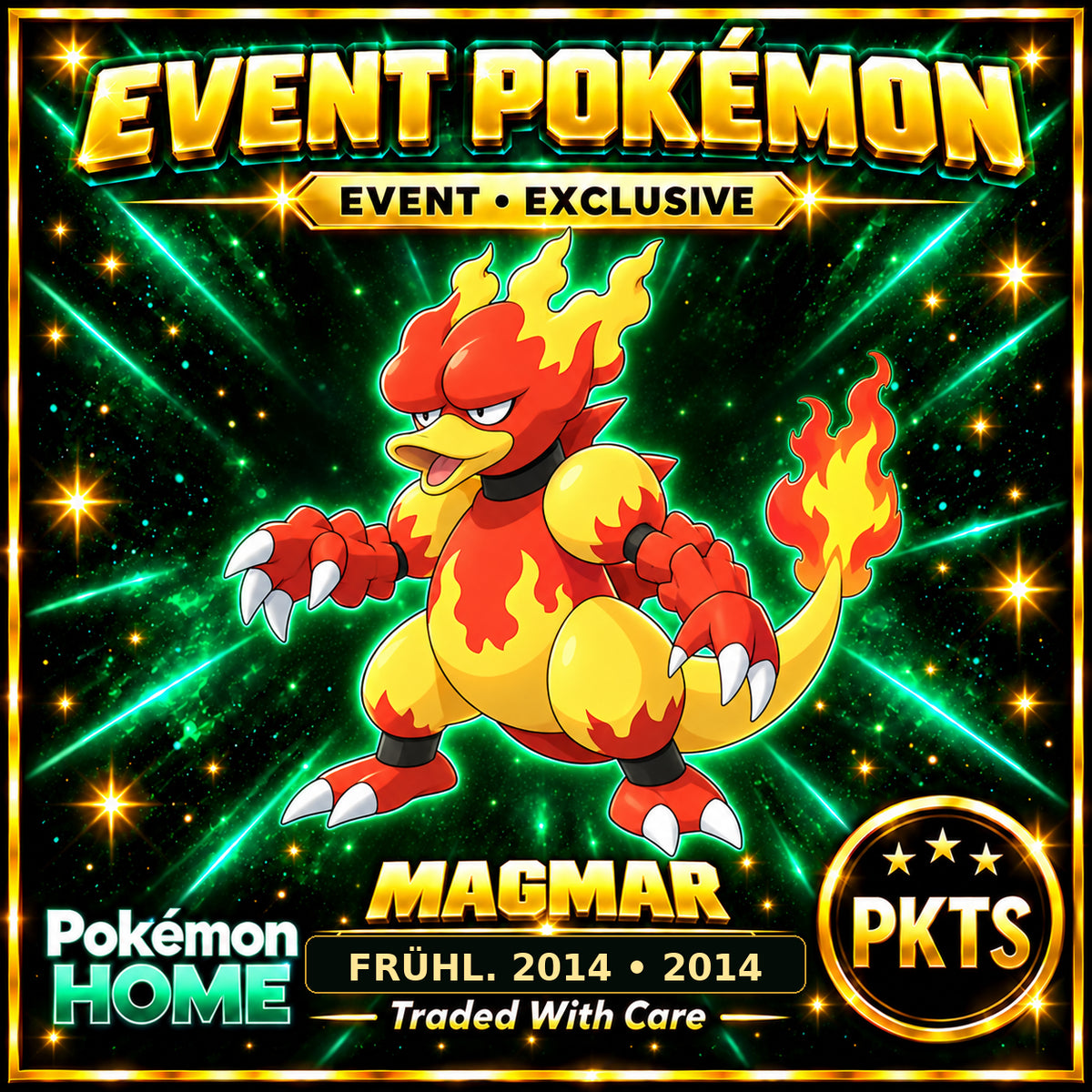AI-generated illustration of non-shiny Magmar — FRÜHL. 2014 • 2014. PKTS EVENT • EXCLUSIVE.