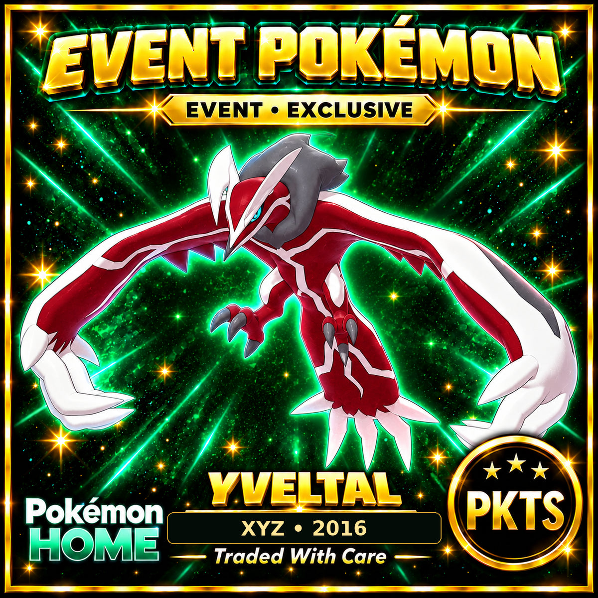 AI-generated illustration of shiny Yveltal — XYZ • 2016. PKTS EVENT • EXCLUSIVE.