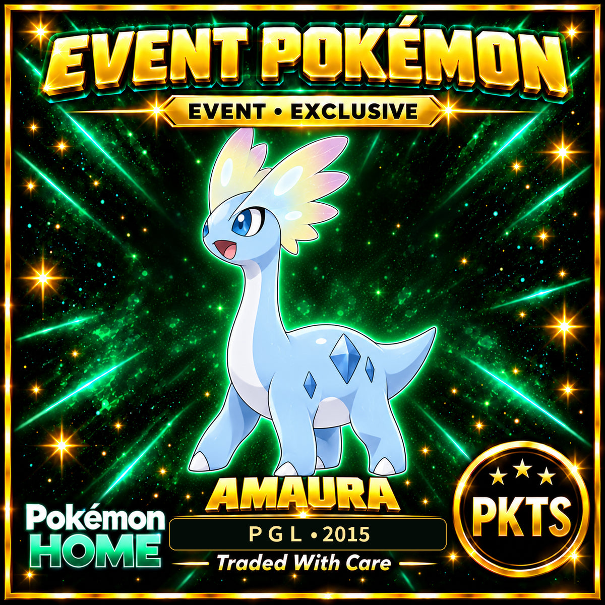 AI-generated illustration of non-shiny Amaura — ＰＧＬ • 2015. PKTS EVENT • EXCLUSIVE.