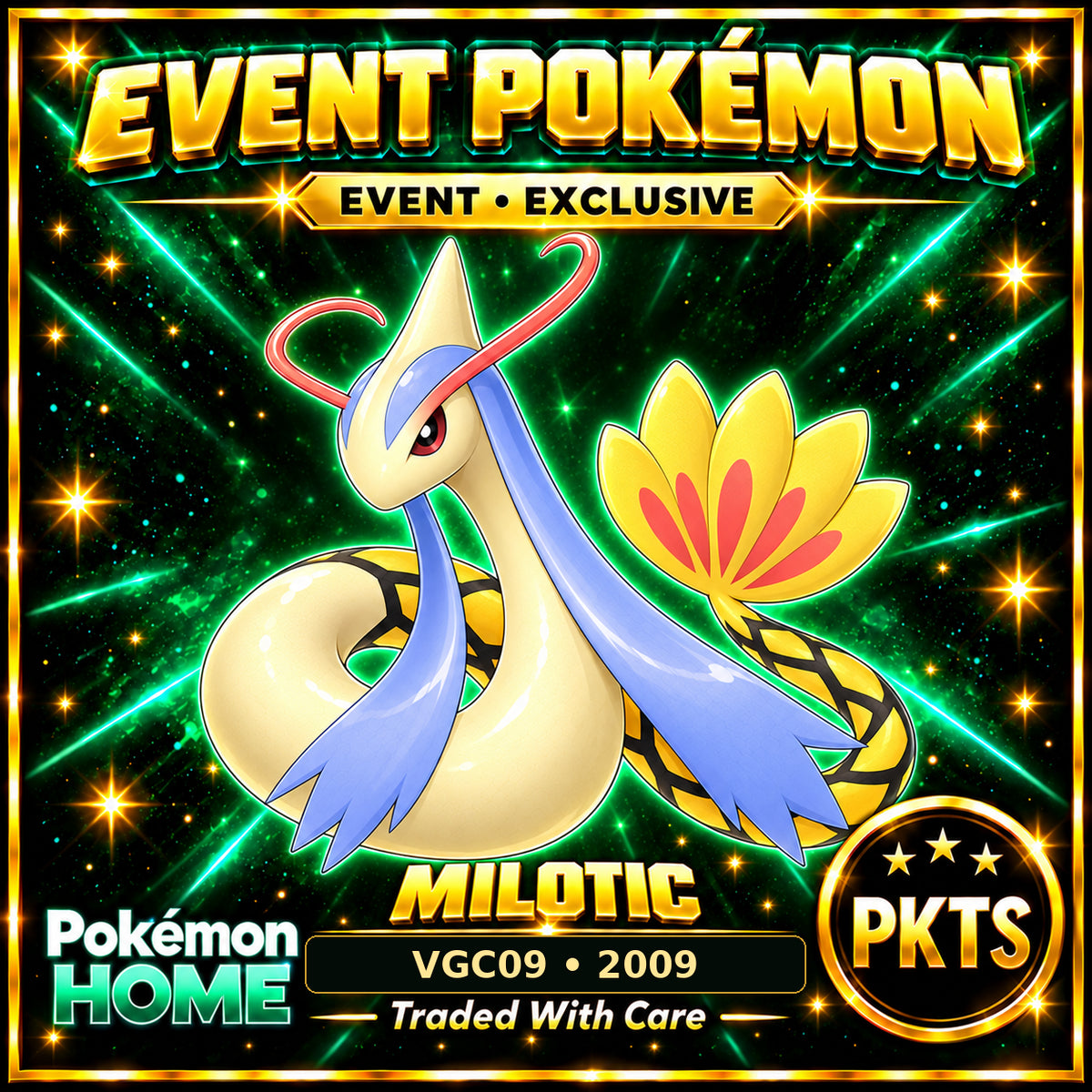 AI-generated illustration of shiny Milotic — VGC09 • 2009. PKTS EVENT • EXCLUSIVE.