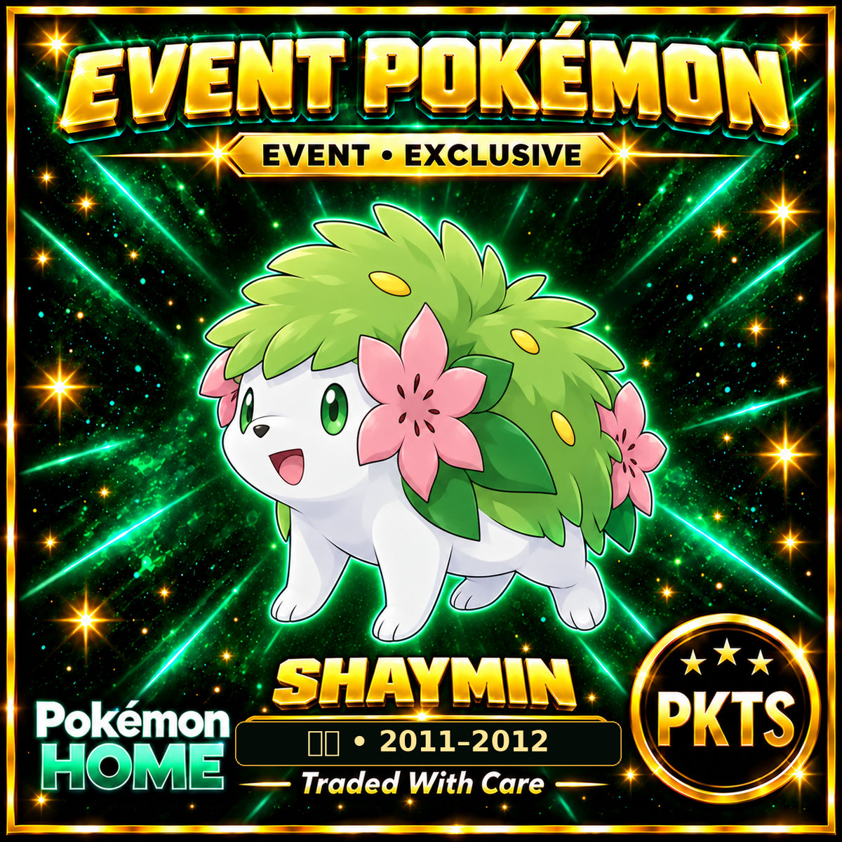 AI-generated illustration of non-shiny Shaymin — ＰＣ • 2011–2012. PKTS EVENT • EXCLUSIVE.