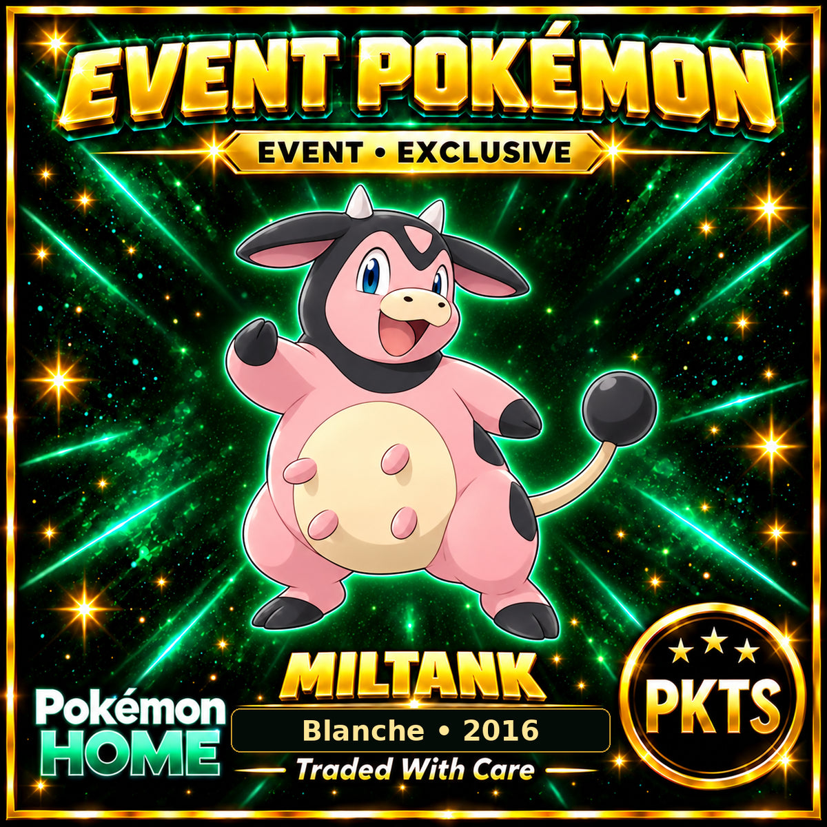 AI-generated illustration of non-shiny Miltank — Blanche • 2016. PKTS EVENT • EXCLUSIVE.