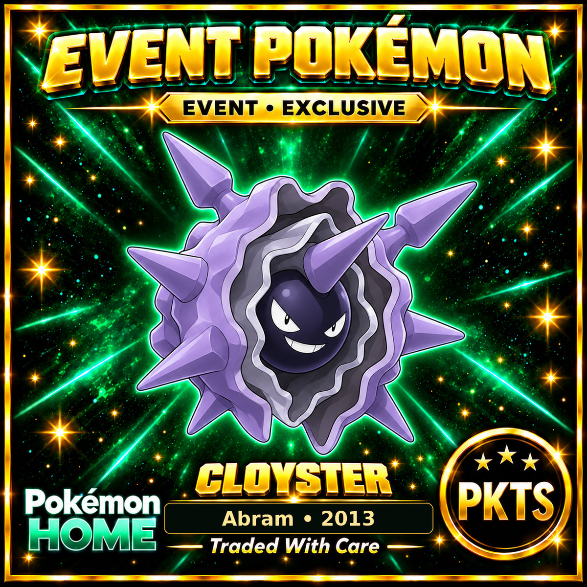 AI-generated illustration of non-shiny Cloyster — Abram • 2013. PKTS EVENT • EXCLUSIVE.