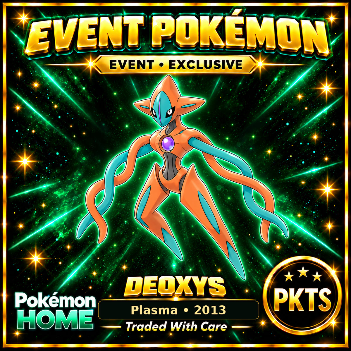 AI-generated illustration of non-shiny Deoxys — Plasma • 2013. PKTS EVENT • EXCLUSIVE.