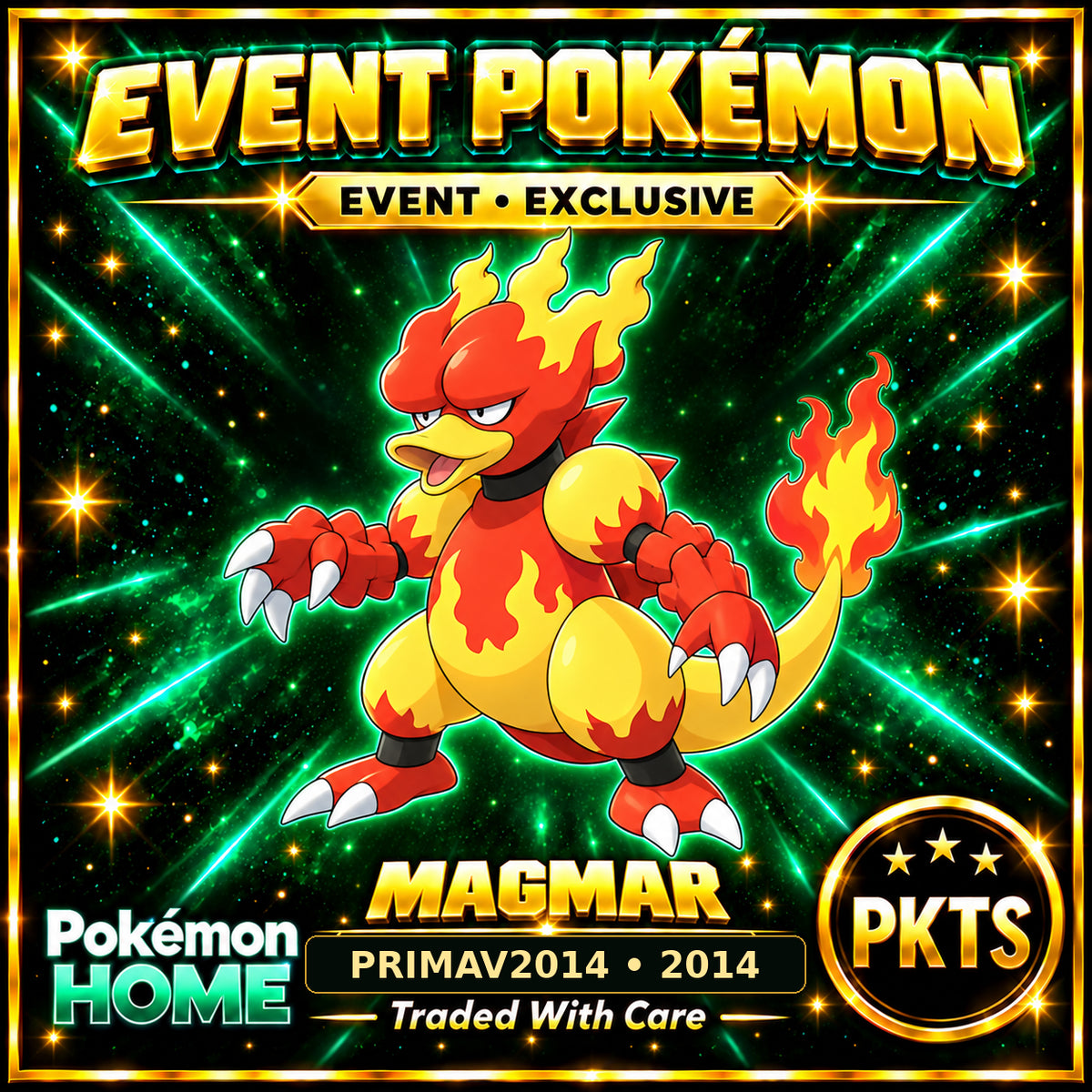 AI-generated illustration of non-shiny Magmar — PRIMAV2014 • 2014. PKTS EVENT • EXCLUSIVE.