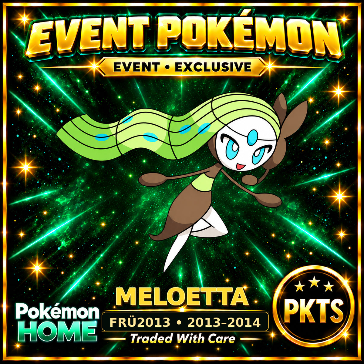 AI-generated illustration of non-shiny Meloetta — FRÜ2013 • 2013–2014. PKTS EVENT • EXCLUSIVE.