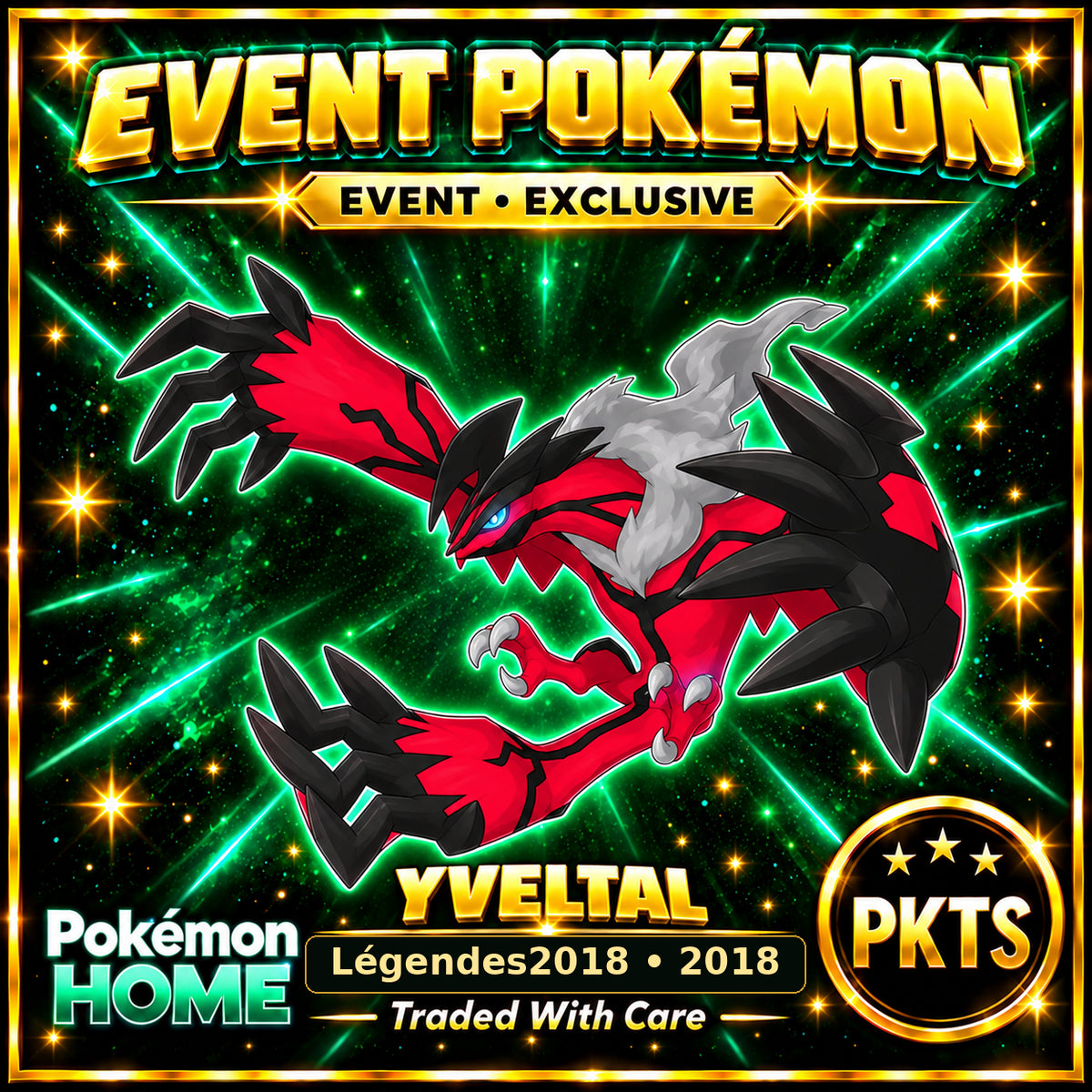 AI-generated illustration of non-shiny Yveltal — Légendes2018 • 2018. PKTS EVENT • EXCLUSIVE.