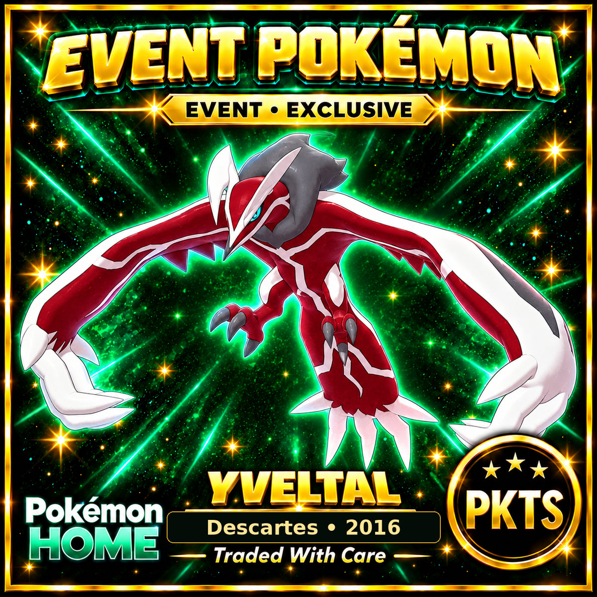 AI-generated illustration of shiny Yveltal — Descartes • 2016. PKTS EVENT • EXCLUSIVE.