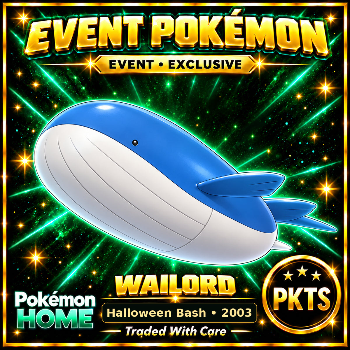 AI-generated illustration of non-shiny Wailord — Halloween Bash • 2003. PKTS EVENT • EXCLUSIVE.