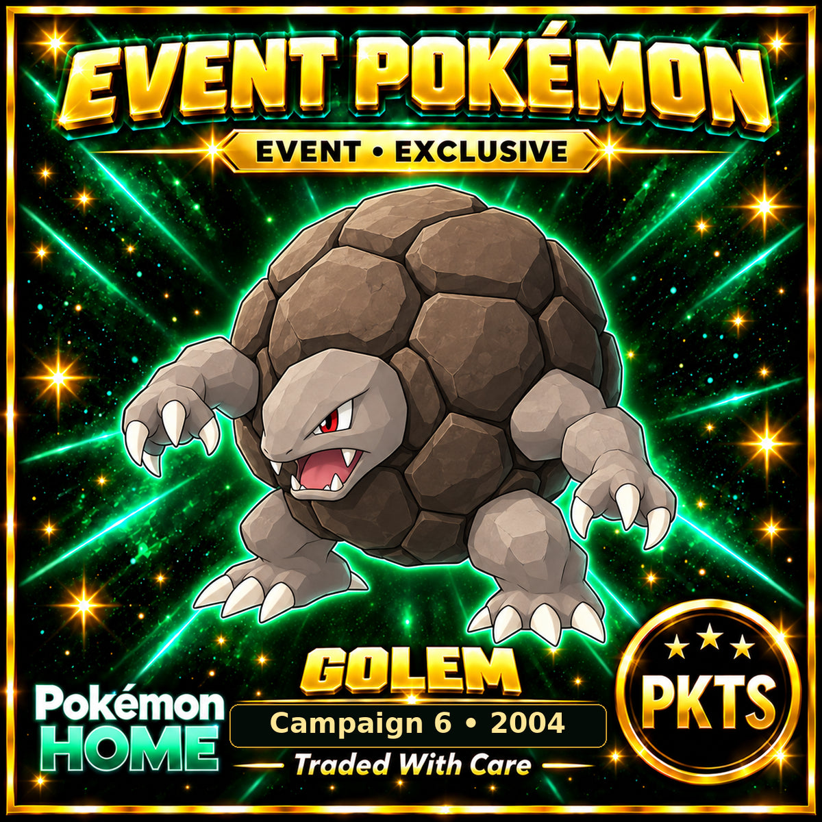 AI-generated illustration of non-shiny Golem — Campaign 6 • 2004. PKTS EVENT • EXCLUSIVE.