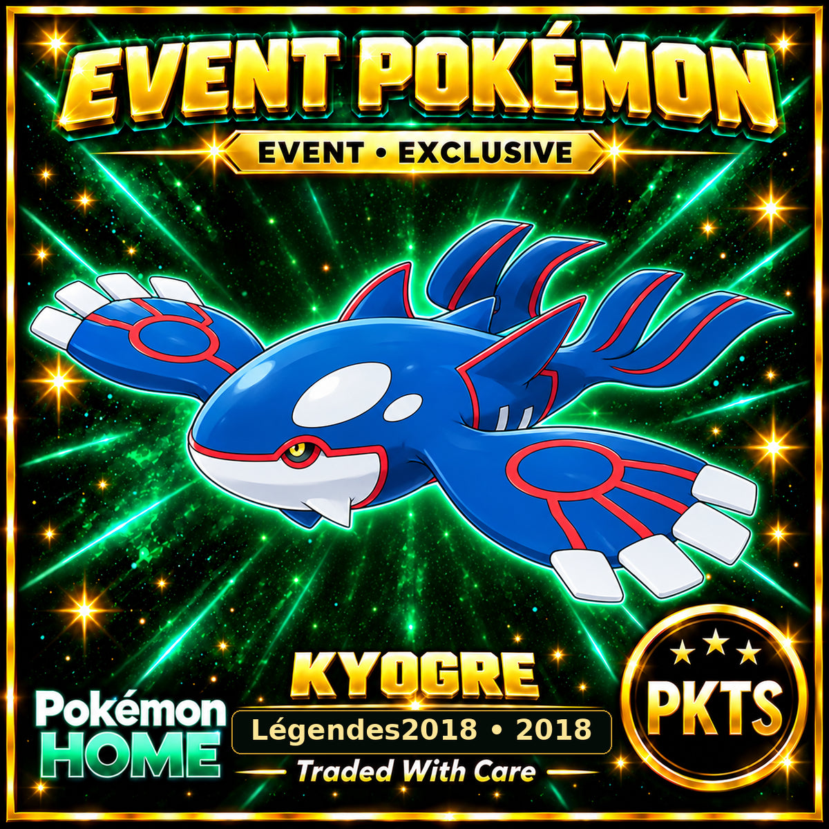 AI-generated illustration of non-shiny Kyogre — Légendes2018 • 2018. PKTS EVENT • EXCLUSIVE.