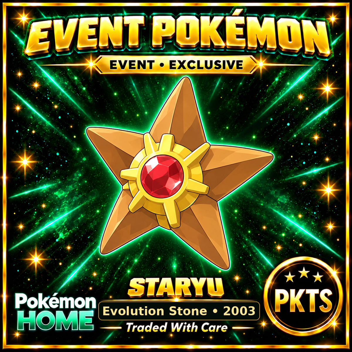 AI-generated illustration of non-shiny Staryu — Evolution Stone • 2003. PKTS EVENT • EXCLUSIVE.