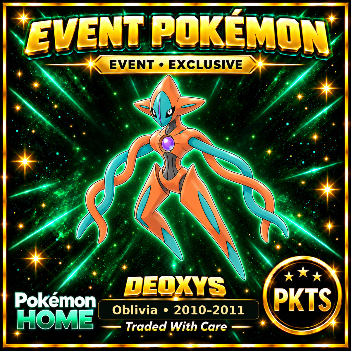 AI-generated illustration of non-shiny Deoxys — Oblivia • 2010–2011. PKTS EVENT • EXCLUSIVE.