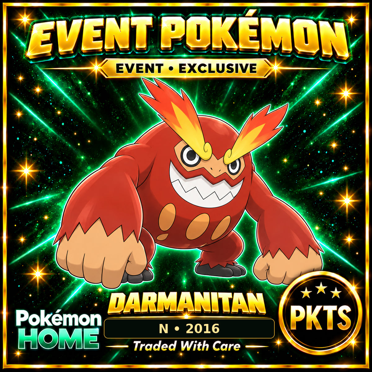 AI-generated illustration of non-shiny Darmanitan — N • 2016. PKTS EVENT • EXCLUSIVE.