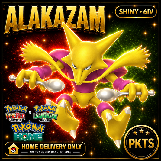 Shiny Alakazam. Pokémon HOME delivery only; no transfer back to FRLG.