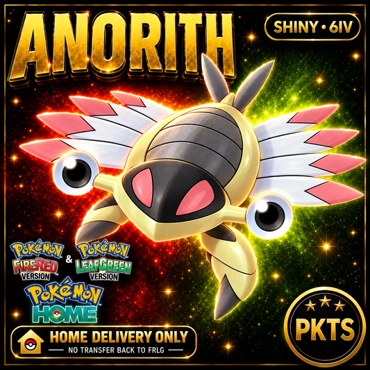 Shiny Anorith. Pokémon HOME delivery only; no transfer back to FRLG.