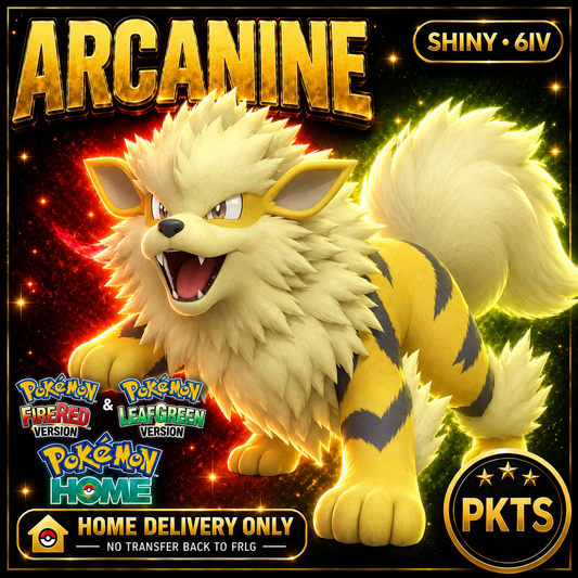 Shiny Arcanine. Pokémon HOME delivery only; no transfer back to FRLG.