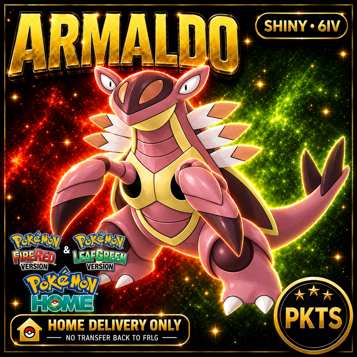 Shiny Armaldo. Pokémon HOME delivery only; no transfer back to FRLG.