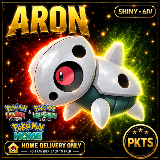 Shiny Aron. Pokémon HOME delivery only; no transfer back to FRLG.
