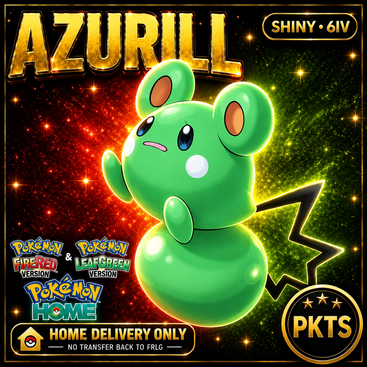Shiny Azurill. Pokémon HOME delivery only; no transfer back to FRLG.