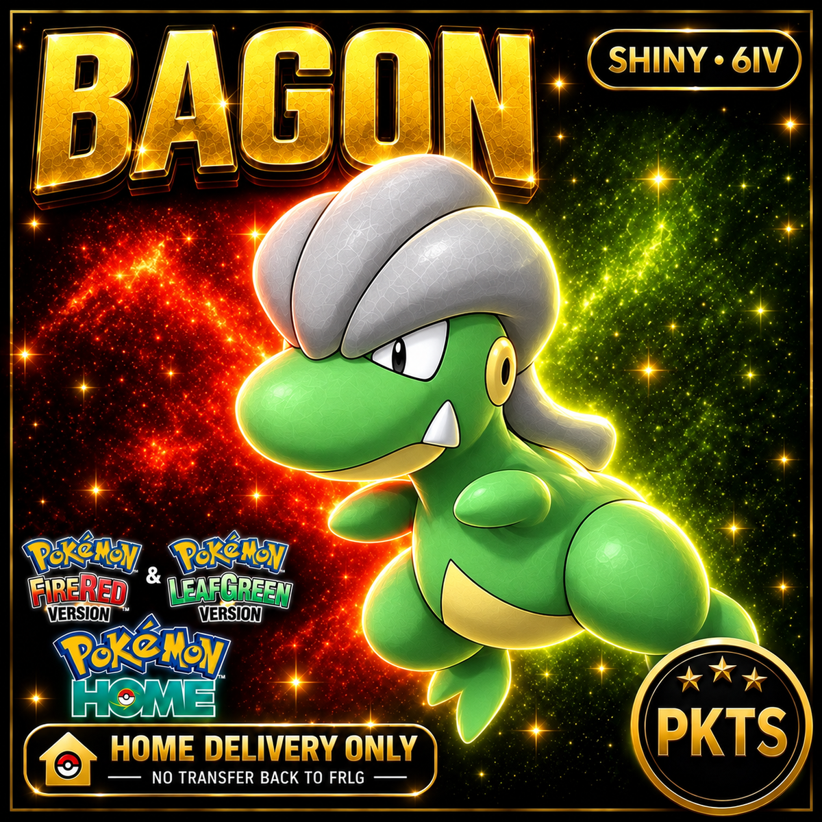 Shiny Bagon. Pokémon HOME delivery only; no transfer back to FRLG.