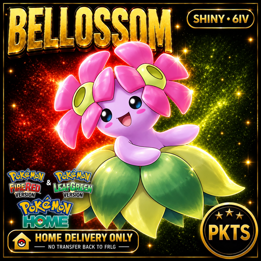 Shiny Bellossom. Pokémon HOME delivery only; no transfer back to FRLG.