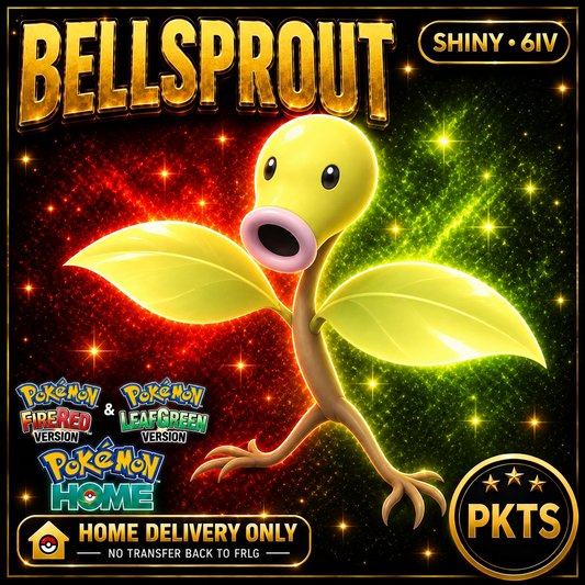 Shiny Bellsprout. Pokémon HOME delivery only; no transfer back to FRLG.