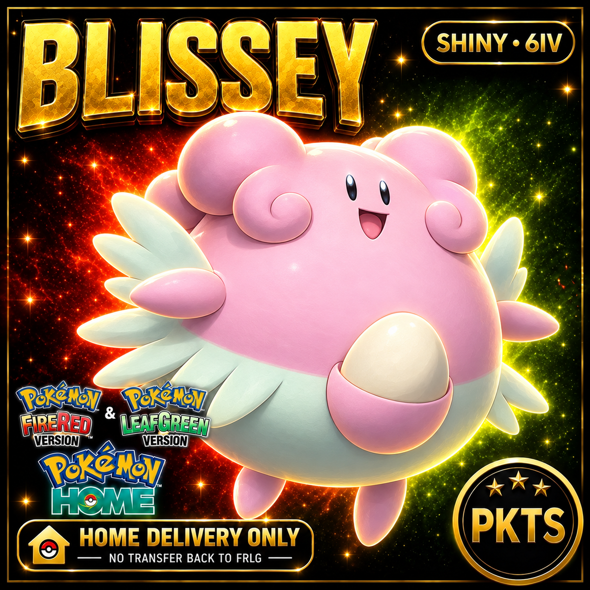 Shiny Blissey. Pokémon HOME delivery only; no transfer back to FRLG.