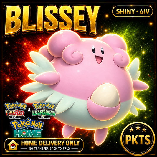 Shiny Blissey. Pokémon HOME delivery only; no transfer back to FRLG.