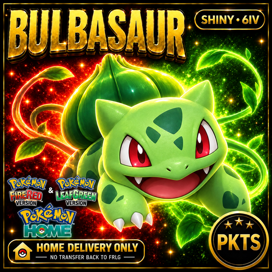Shiny Bulbasaur. Pokémon HOME delivery only; no transfer back to FRLG.