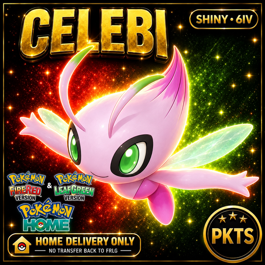 Shiny Celebi — HOME DELIVERY ONLY; NO TRANSFER BACK TO FRLG