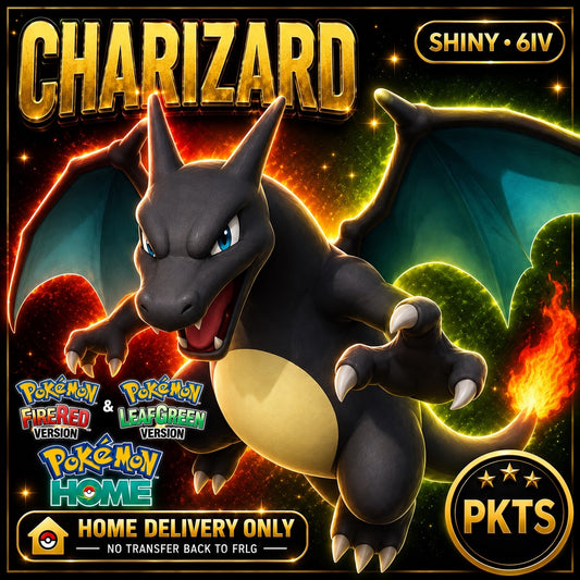 Shiny Charizard. Pokémon HOME delivery only; no transfer back to FRLG.