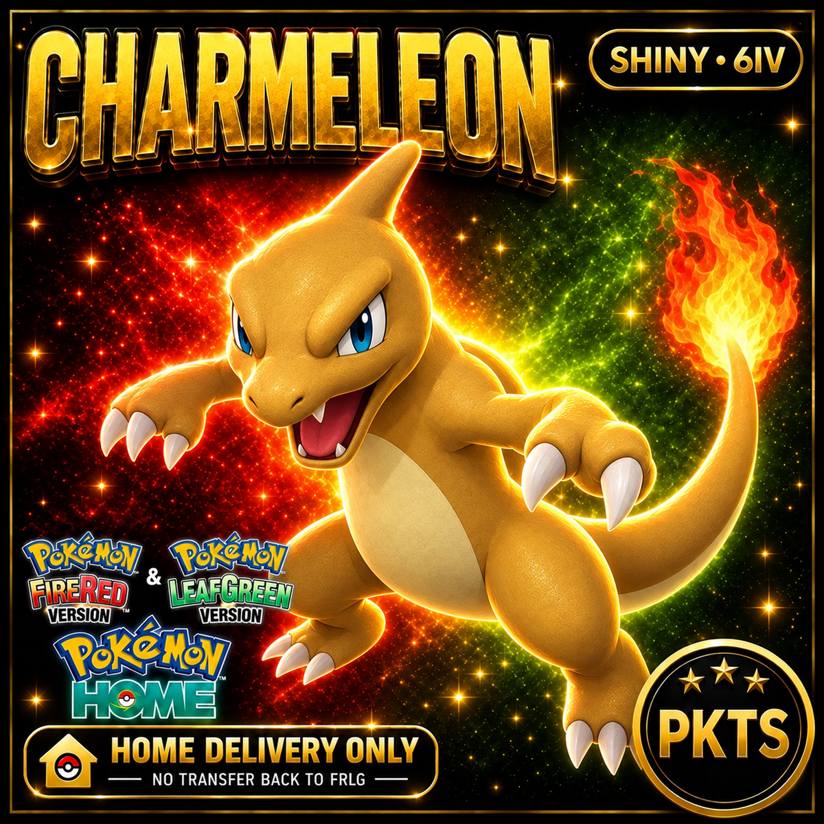 Shiny Charmeleon. Pokémon HOME delivery only; no transfer back to FRLG.