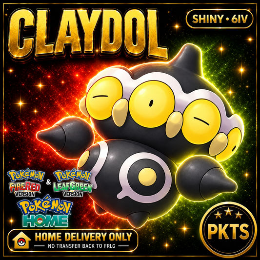 Shiny Claydol. Pokémon HOME delivery only; no transfer back to FRLG.