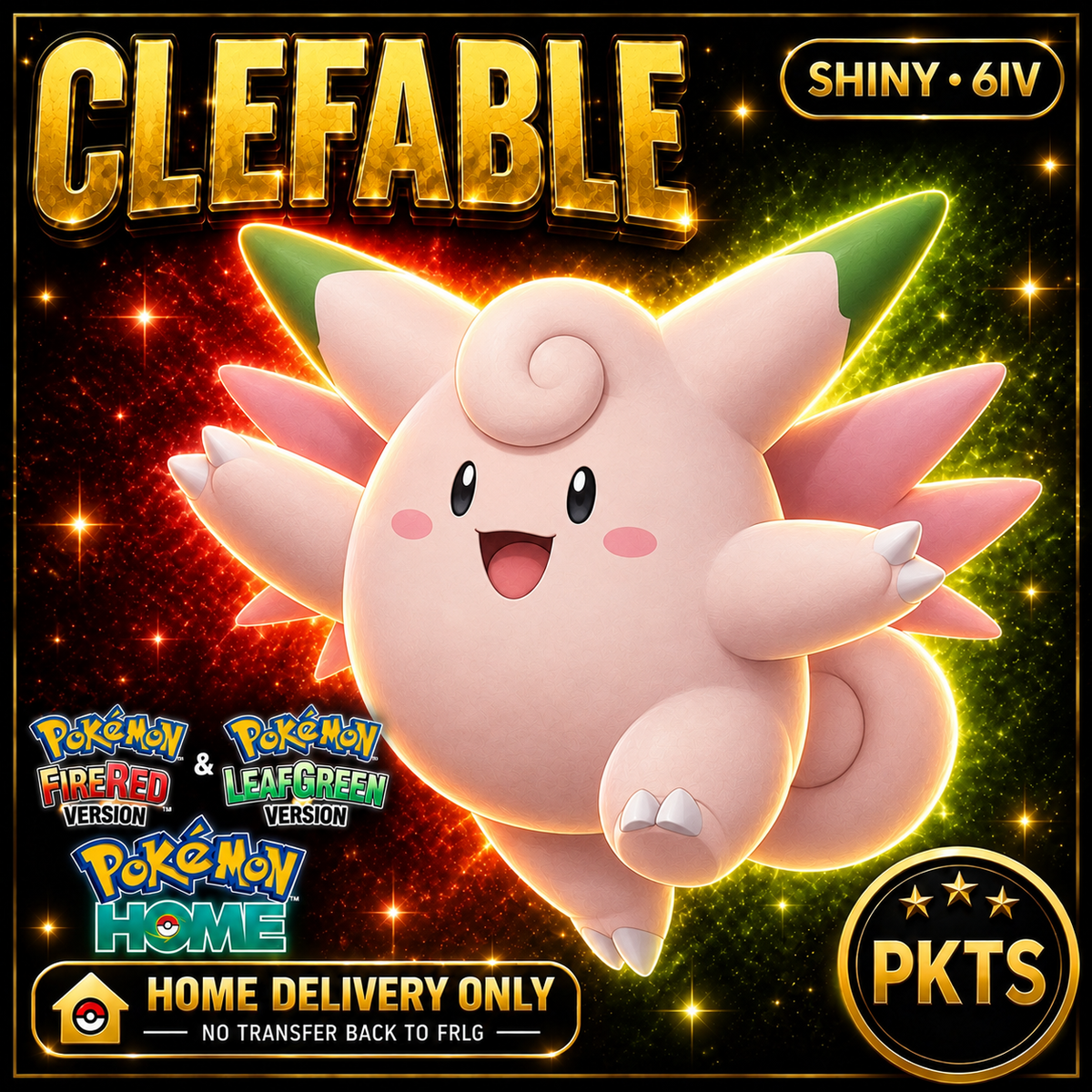 Shiny Clefable. Pokémon HOME delivery only; no transfer back to FRLG.