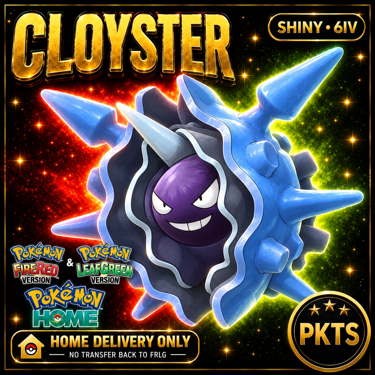 Shiny Cloyster. Pokémon HOME delivery only; no transfer back to FRLG.