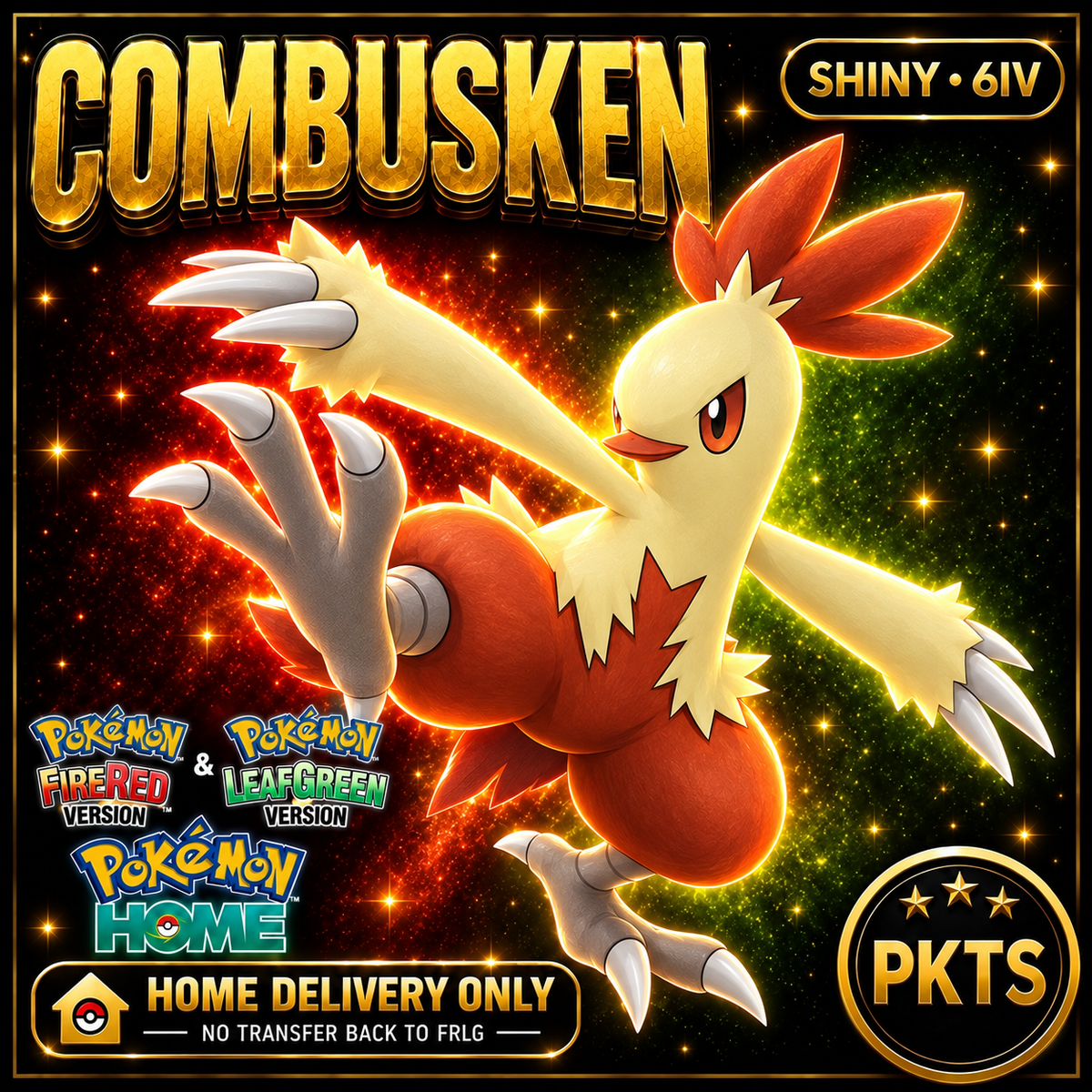 Shiny Combusken. Pokémon HOME delivery only; no transfer back to FRLG.