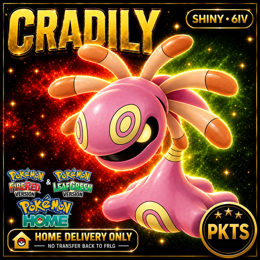 Shiny Cradily. Pokémon HOME delivery only; no transfer back to FRLG.