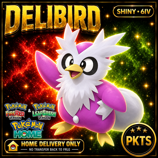 Shiny Delibird. Pokémon HOME delivery only; no transfer back to FRLG.