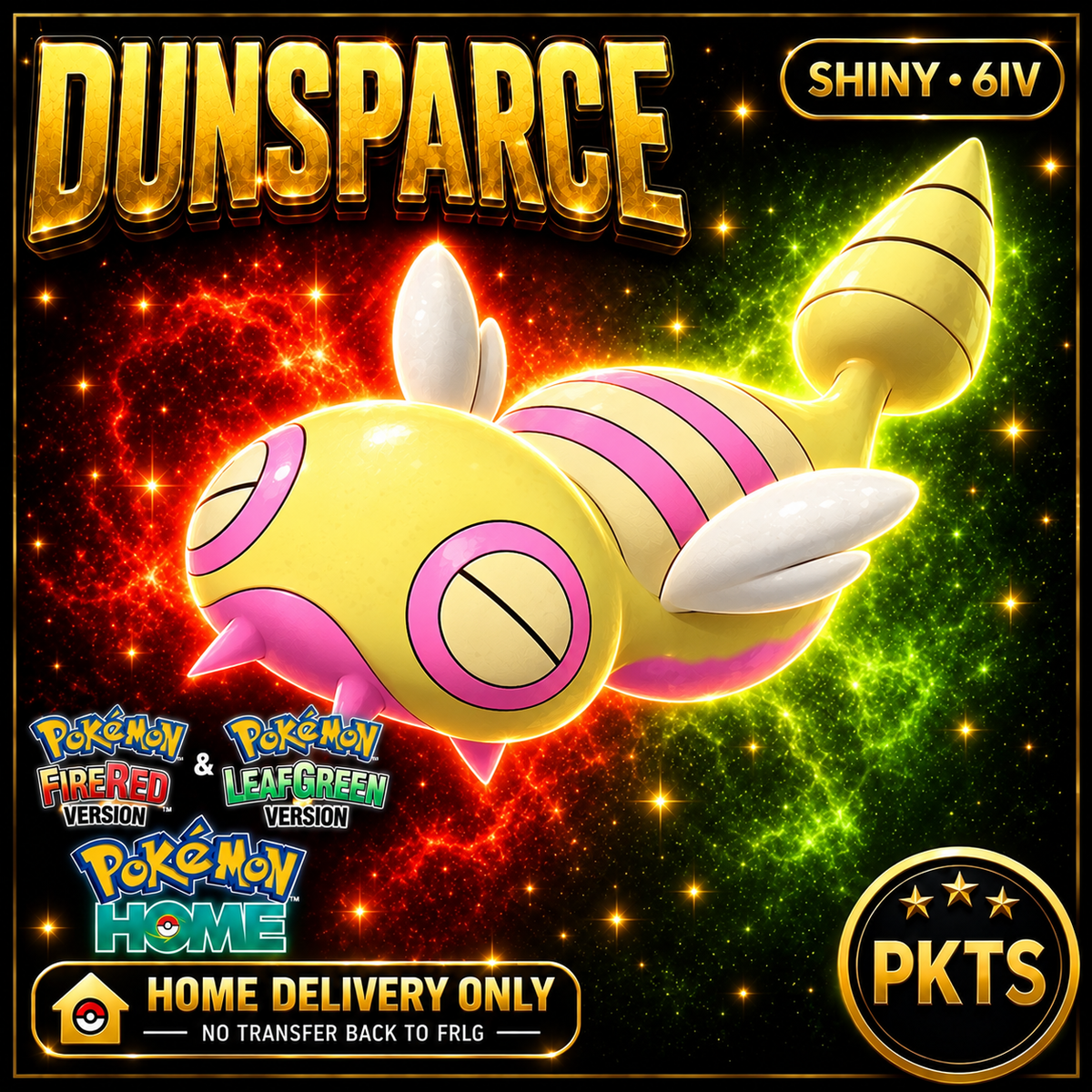 Shiny Dunsparce — HOME DELIVERY ONLY; NO TRANSFER BACK TO FRLG