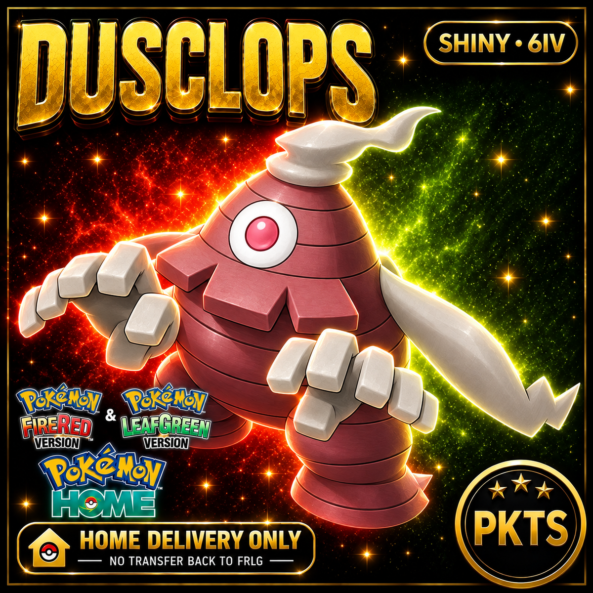 Shiny Dusclops. Pokémon HOME delivery only; no transfer back to FRLG.