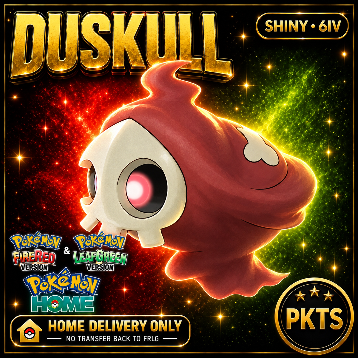Shiny Duskull. Pokémon HOME delivery only; no transfer back to FRLG.