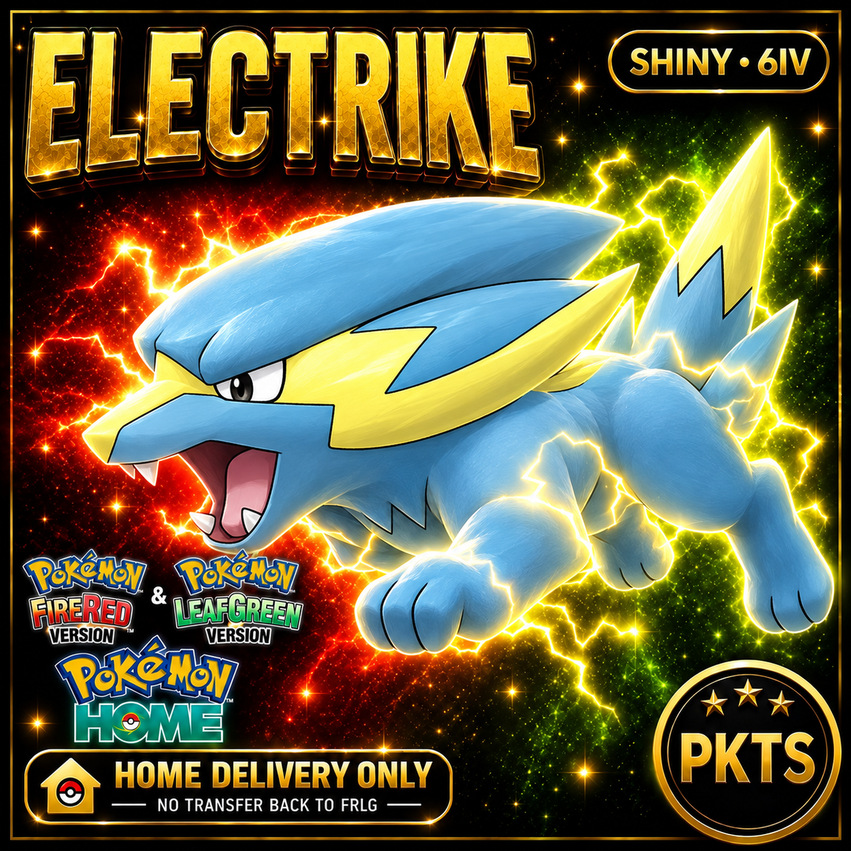 Shiny Electrike. Pokémon HOME delivery only; no transfer back to FRLG.