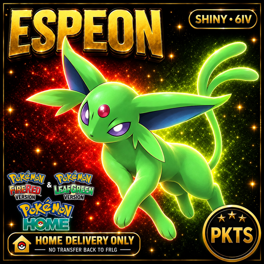 Shiny Espeon. Pokémon HOME delivery only; no transfer back to FRLG.