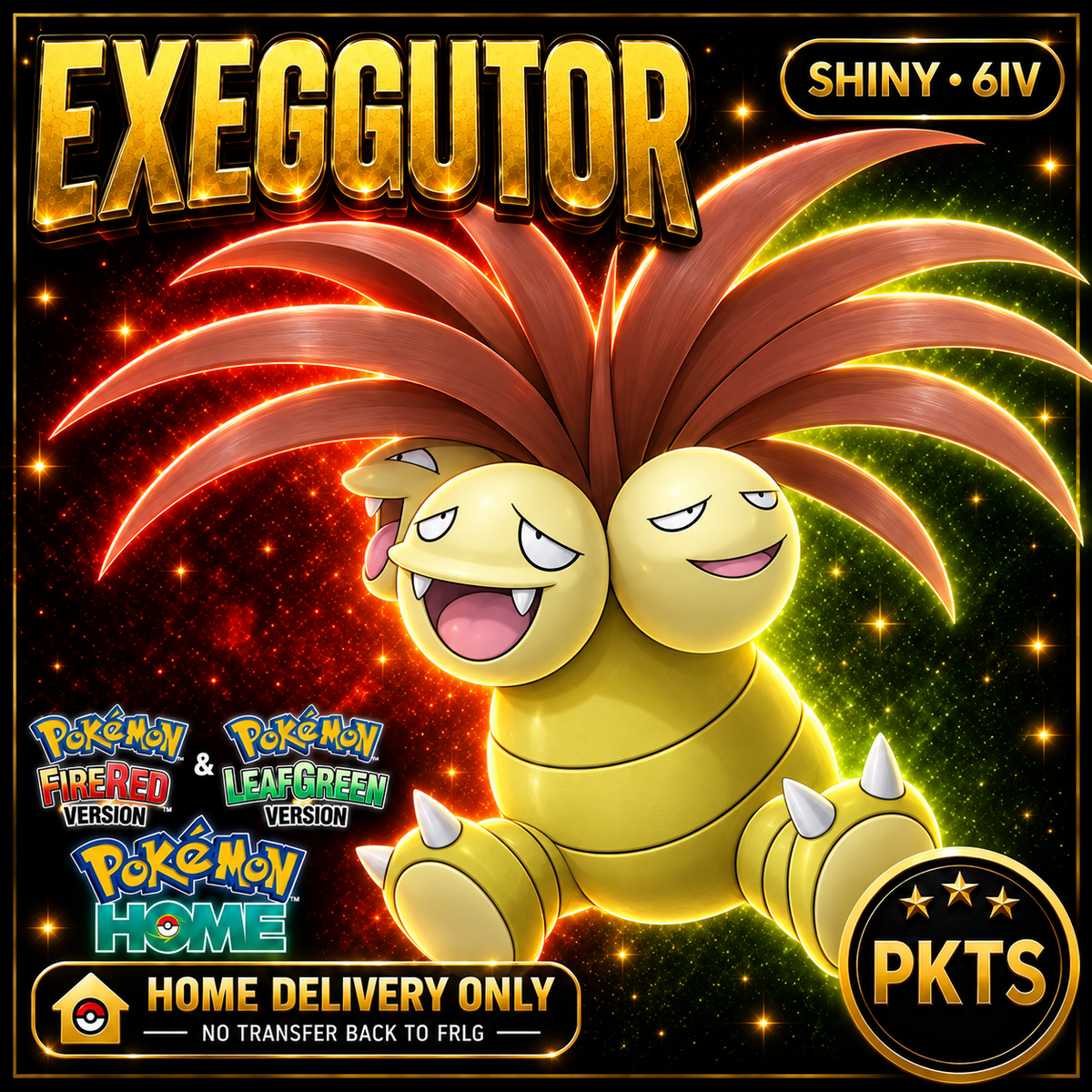 Shiny Exeggutor. Pokémon HOME delivery only; no transfer back to FRLG.