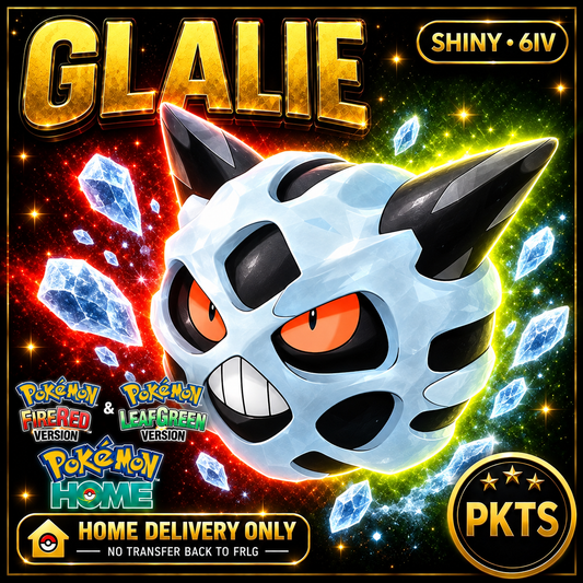 Shiny Glalie. Pokémon HOME delivery only; no transfer back to FRLG.