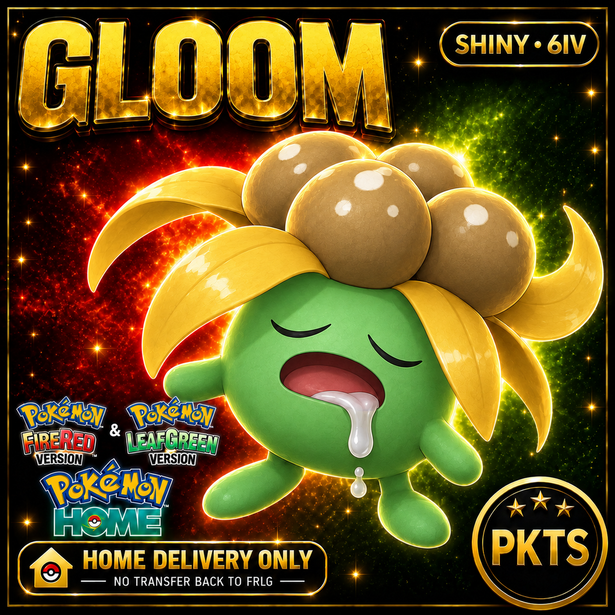 Shiny Gloom. Pokémon HOME delivery only; no transfer back to FRLG.