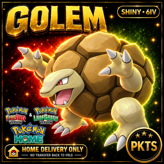Shiny Golem. Pokémon HOME delivery only; no transfer back to FRLG.