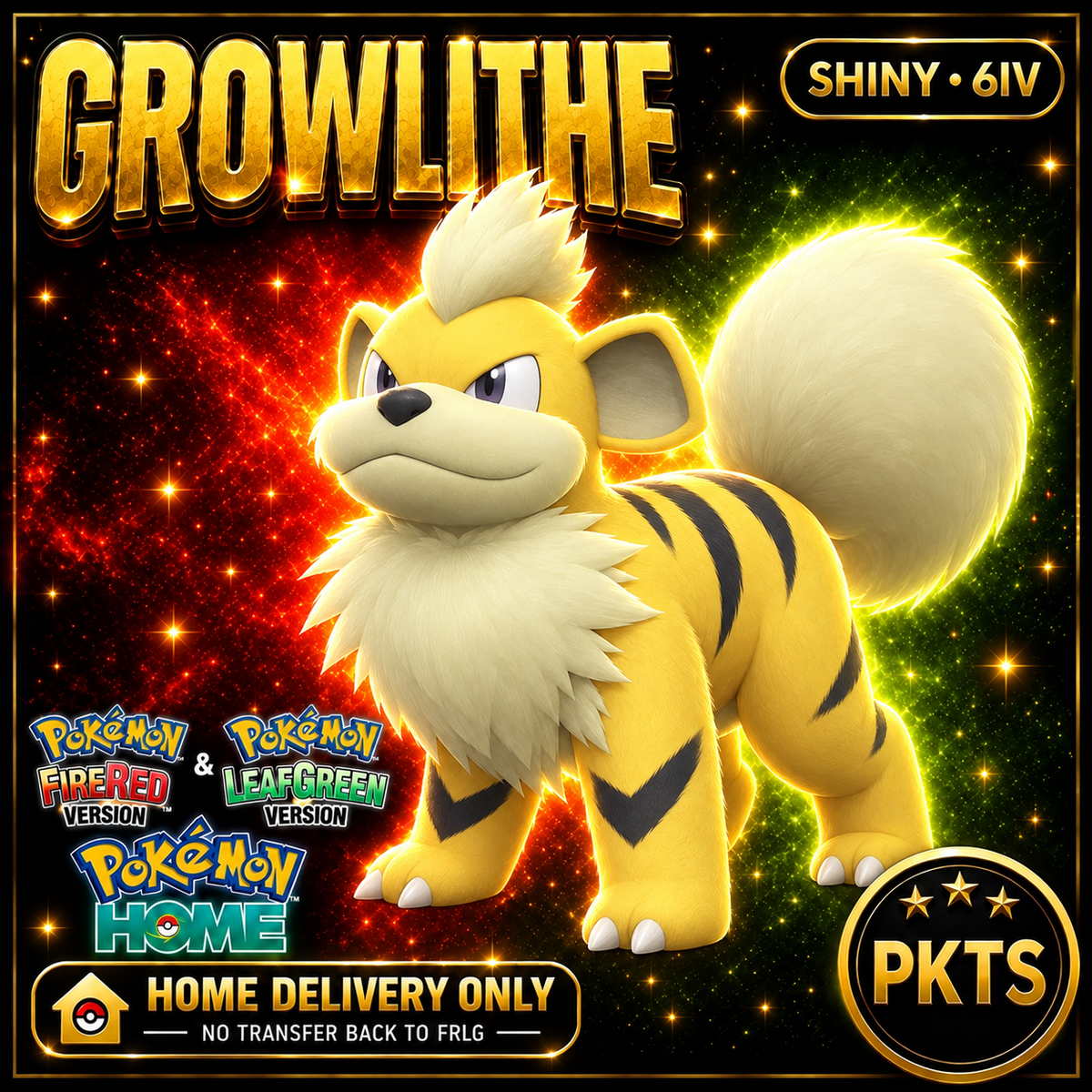 Shiny Growlithe. Pokémon HOME delivery only; no transfer back to FRLG.